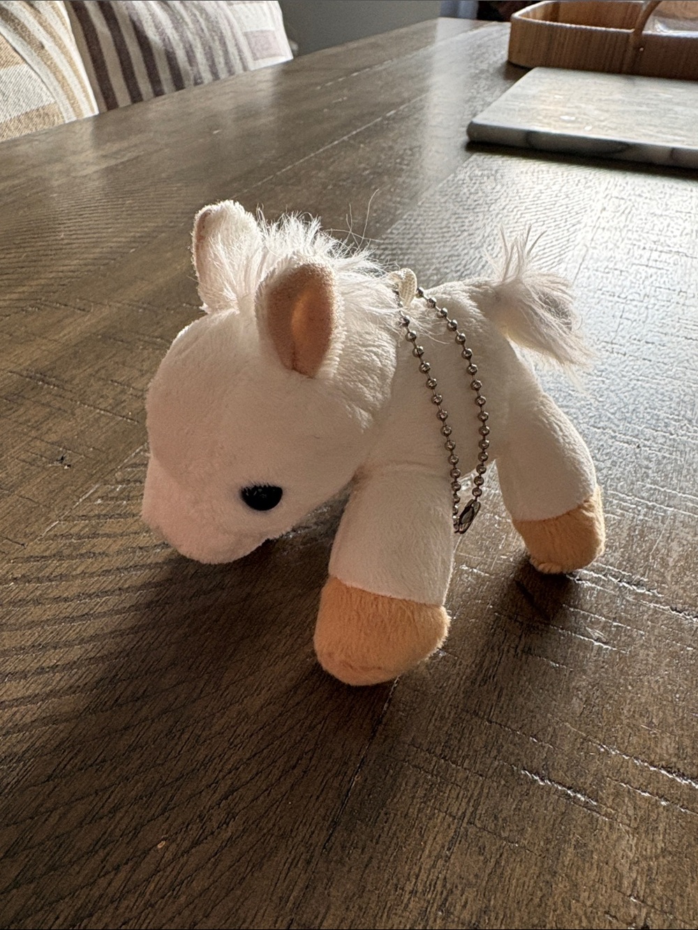 Gund White and Tan Mini Plush Small  keychain